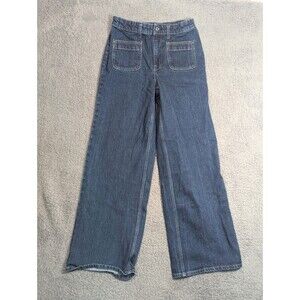 Free Assembly Wide Leg Jeans Womens 6 Blue High Rise Stretch Denim